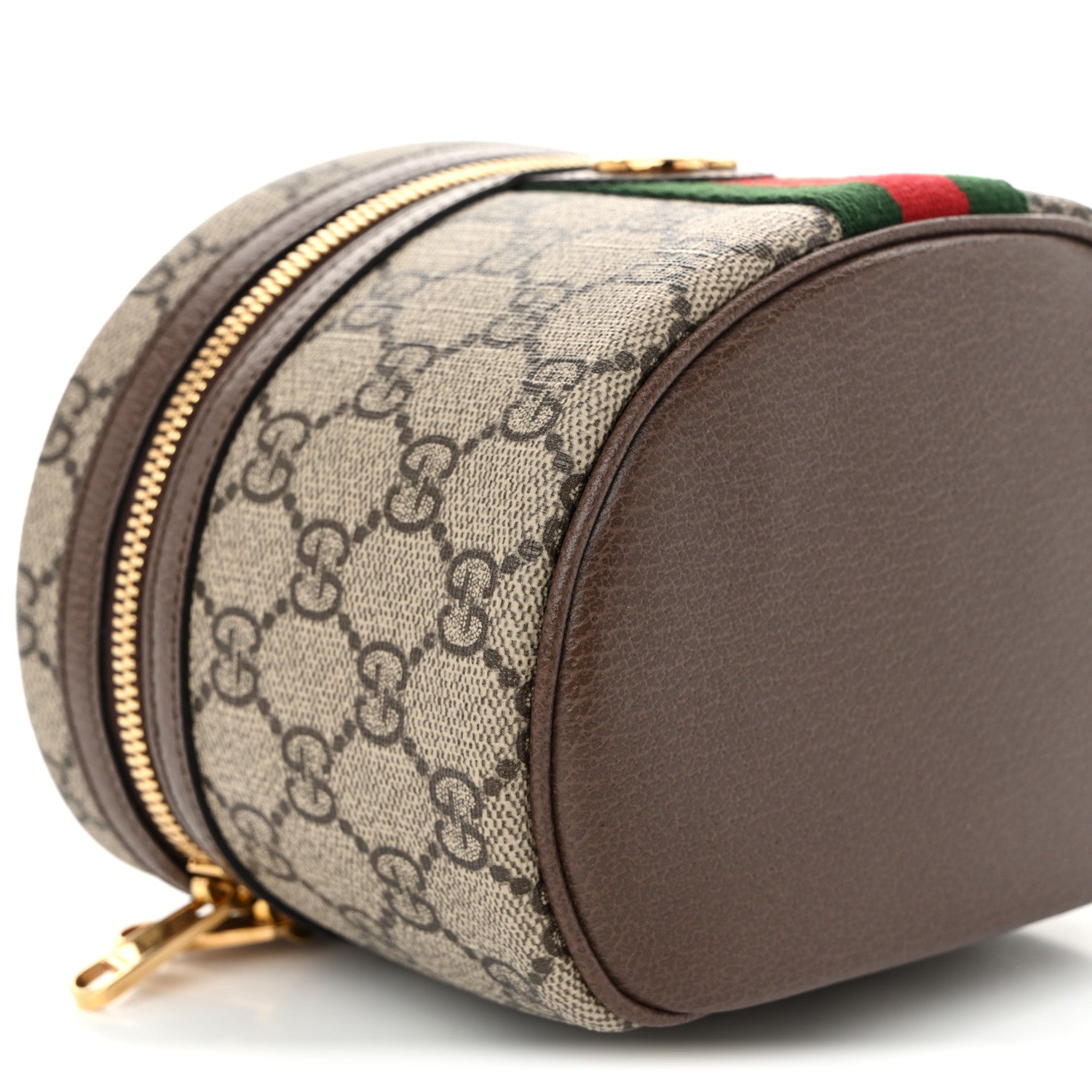 Gucci GG Supreme Monogram Textured Calfskin Web Ophidia Vanity Cosmetic Case Beige Ebony New Acero 9 of 10