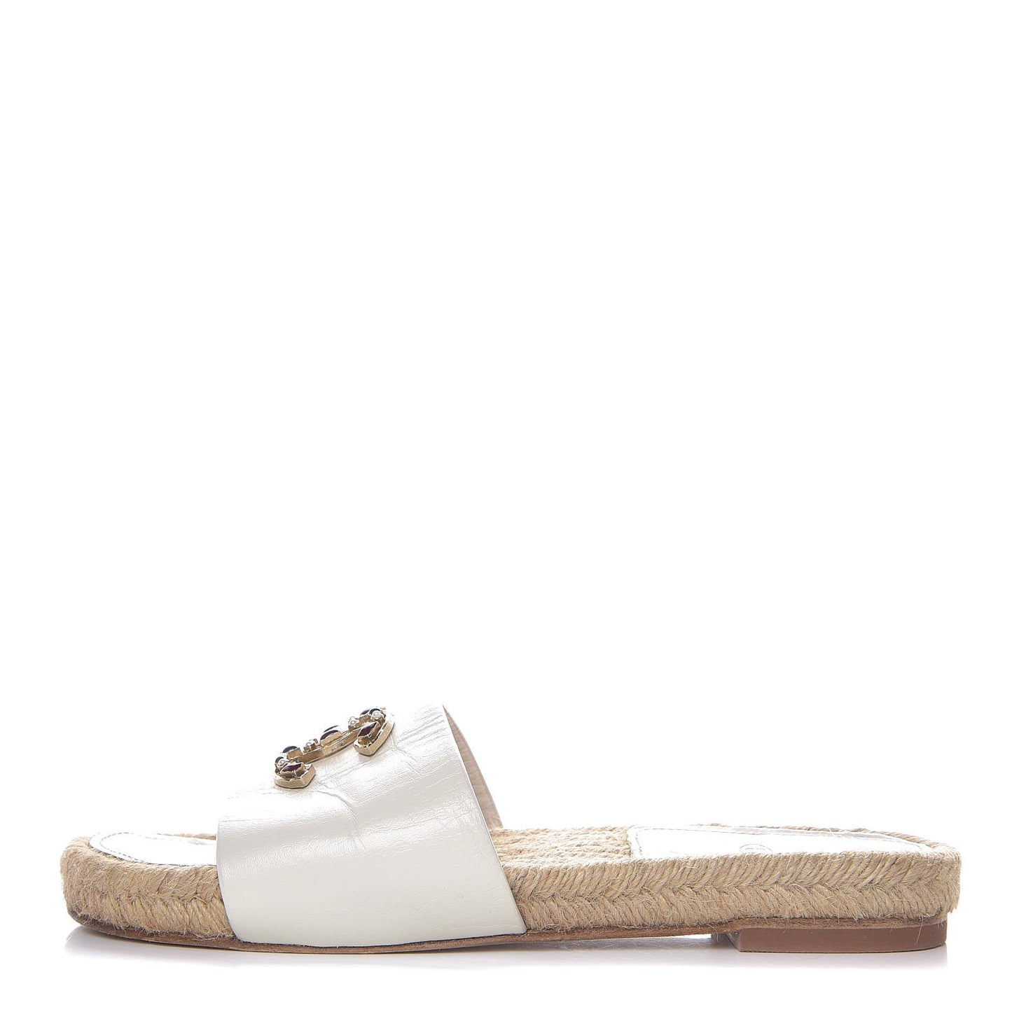 Calfskin Gripoix CC Espadrille Sandals 37.5 White
