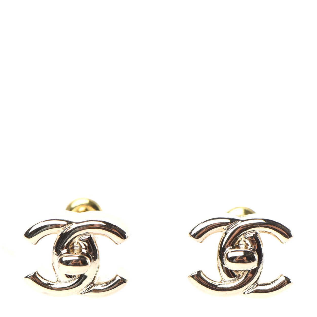 Chanel Metal CC Turnlock Earrings Gold 1 of 4