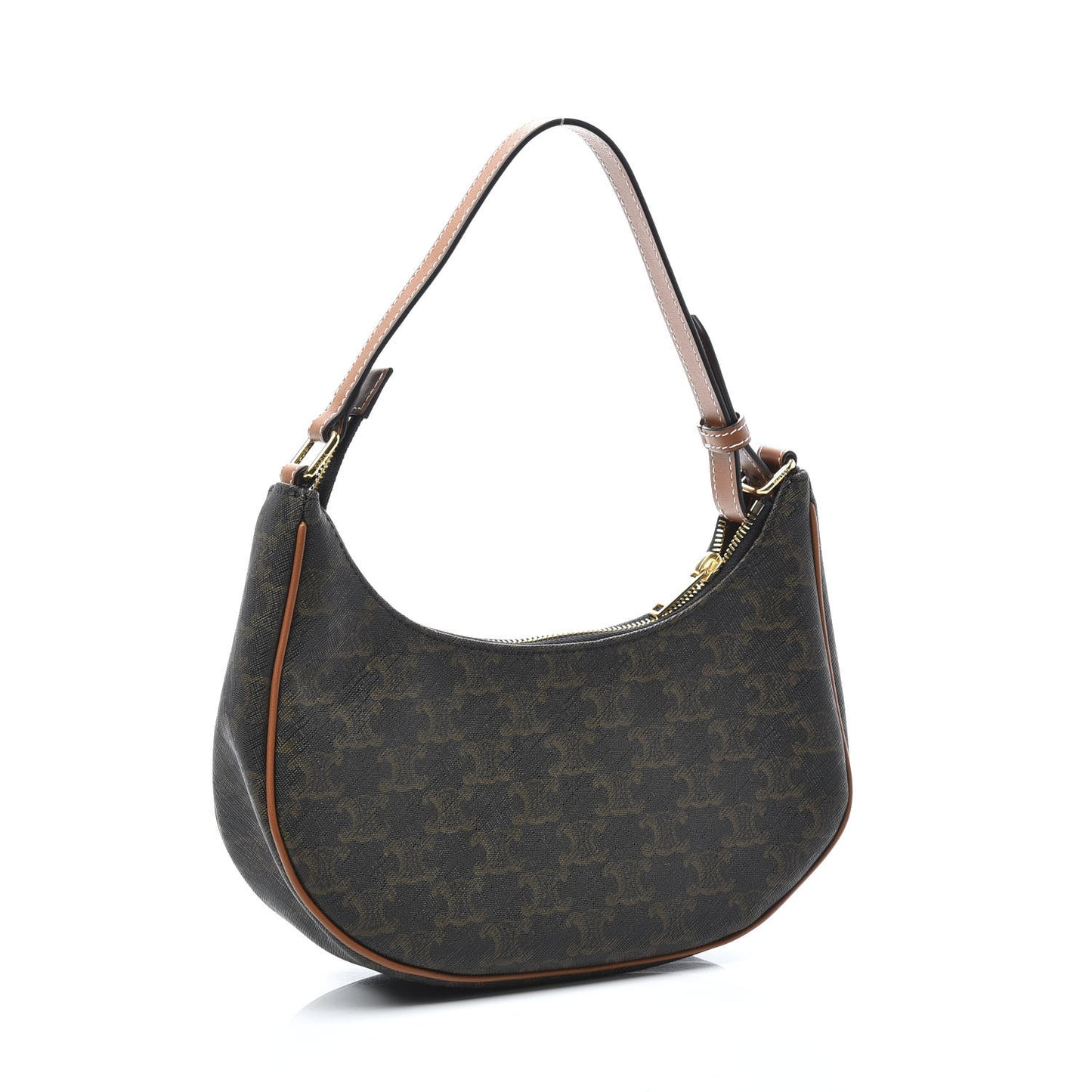 Canvas Calfskin Ava Triomphe Shoulder Bag Tan