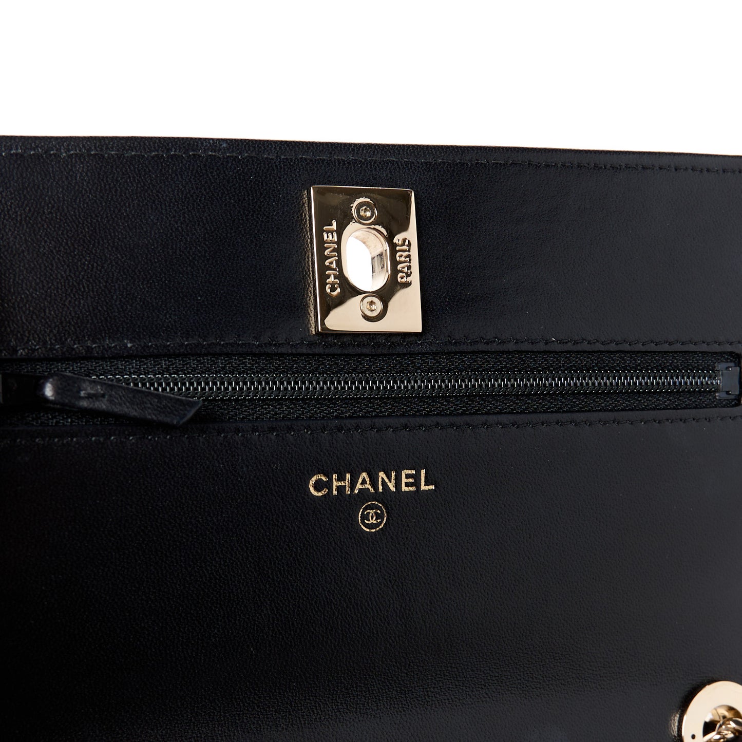 Lambskin Quilted Trendy CC Wallet On Chain WOC Black