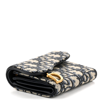 Christian Dior Oblique Saddle Lotus Wallet Blue 4 of 9