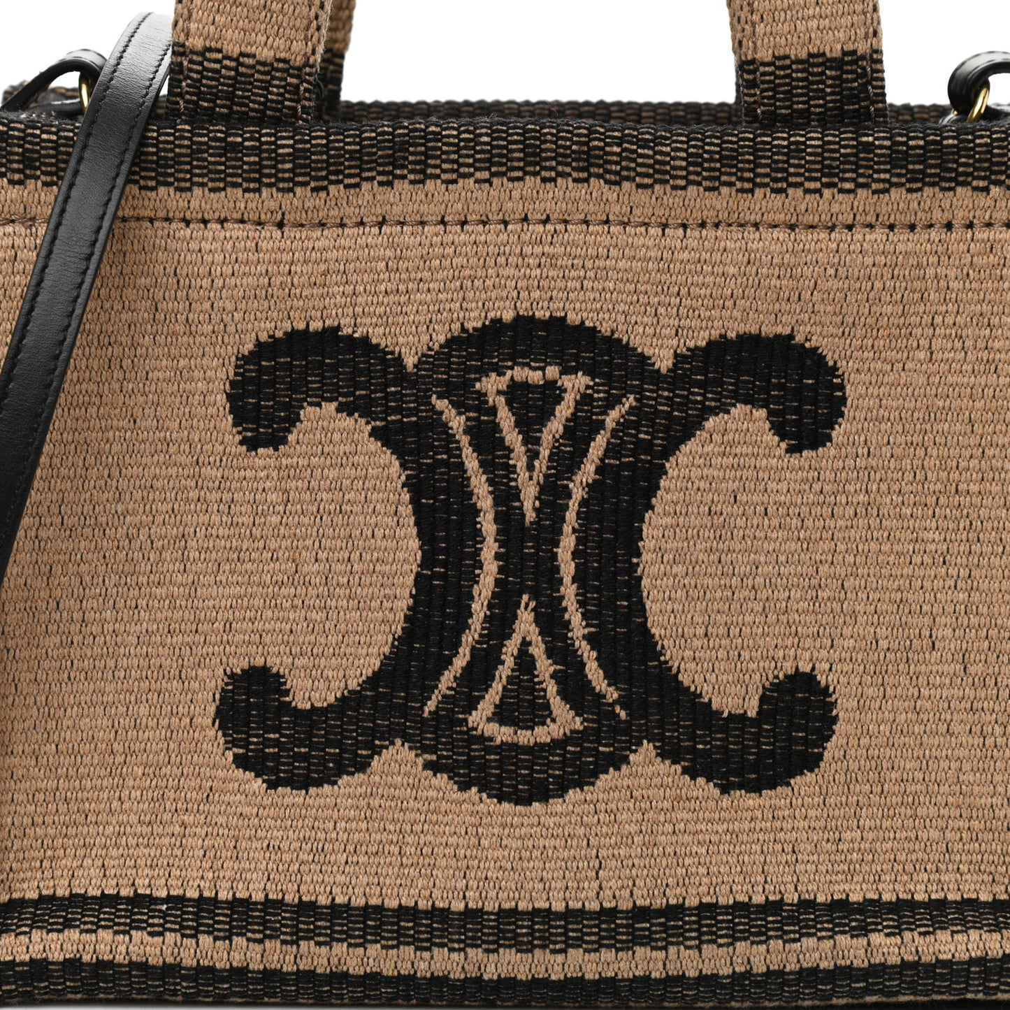 Stripe Triomphe Small Cabas Beige Black