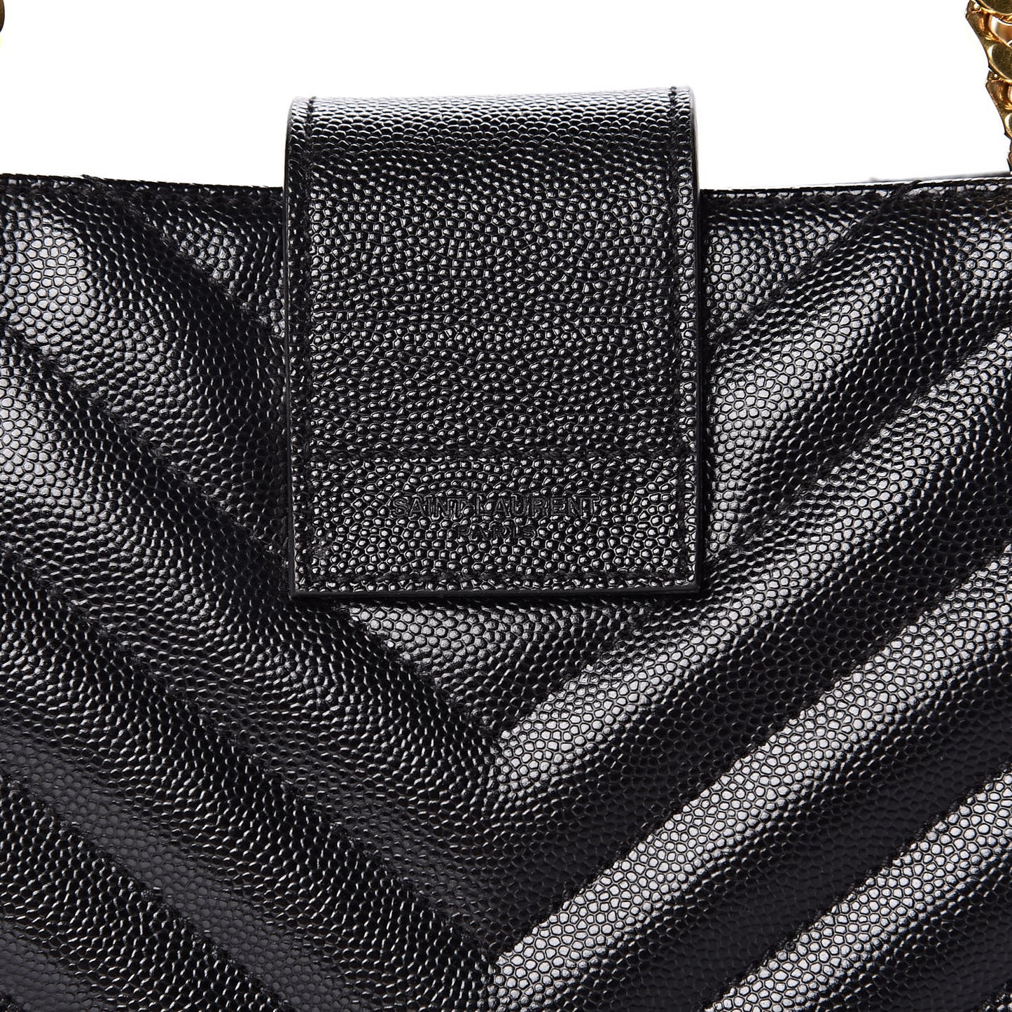 Grain De Poudre Matelasse Chevron Monogram Shopping Bag Black