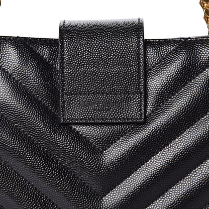 Saint Laurent Grain De Poudre Matelasse Chevron Monogram Shopping Bag Black 11 of 11