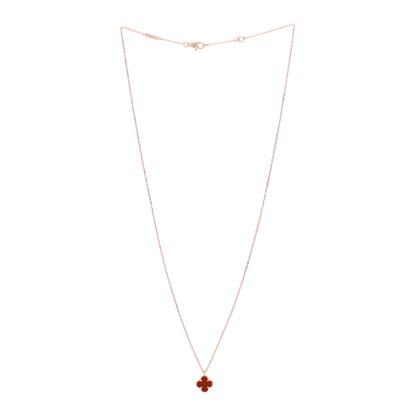 Van Cleef & Arpels 18K Rose Gold Carnelian Sweet Alhambra Pendant Necklace 3 of 7