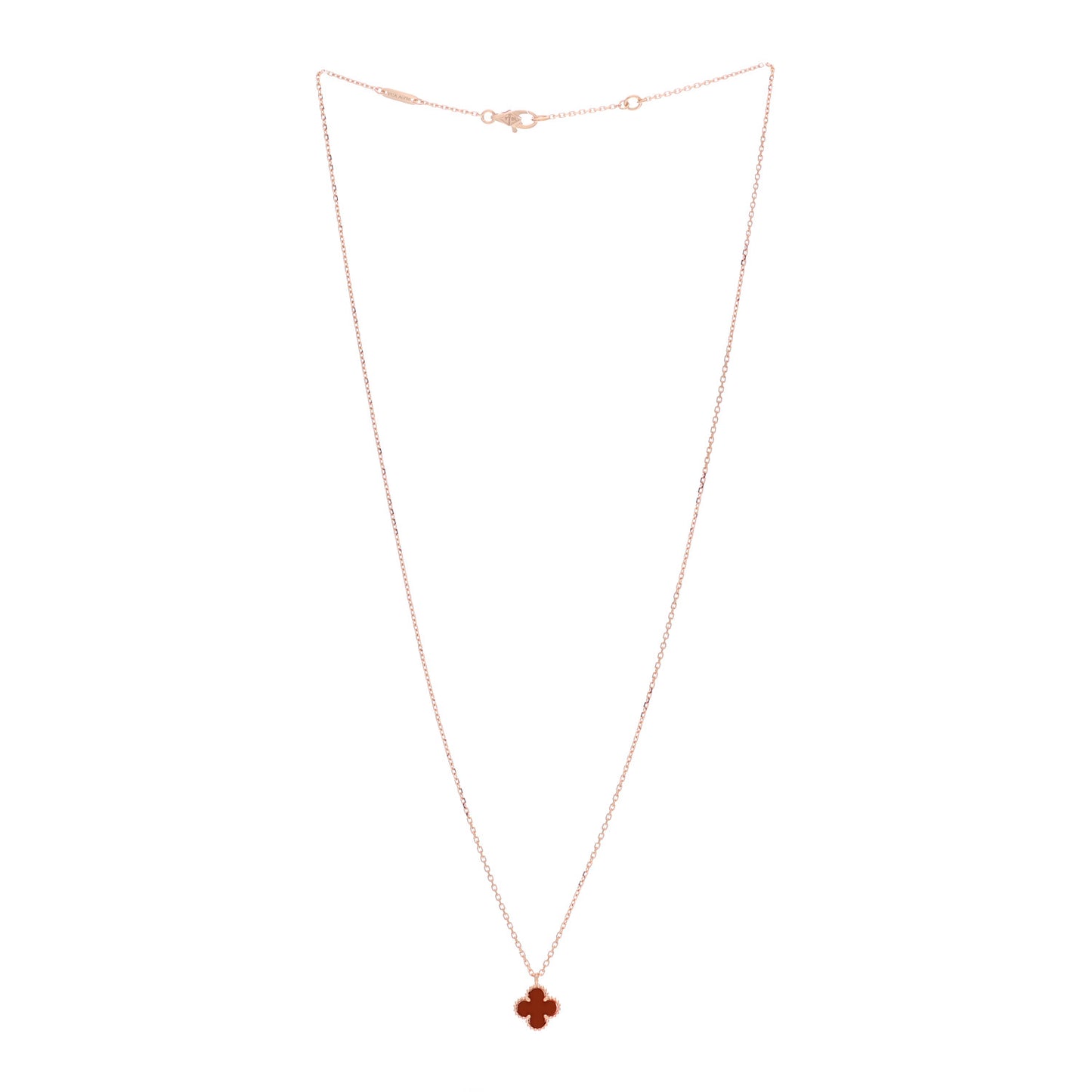 18K Rose Gold Carnelian Sweet Alhambra Pendant Necklace