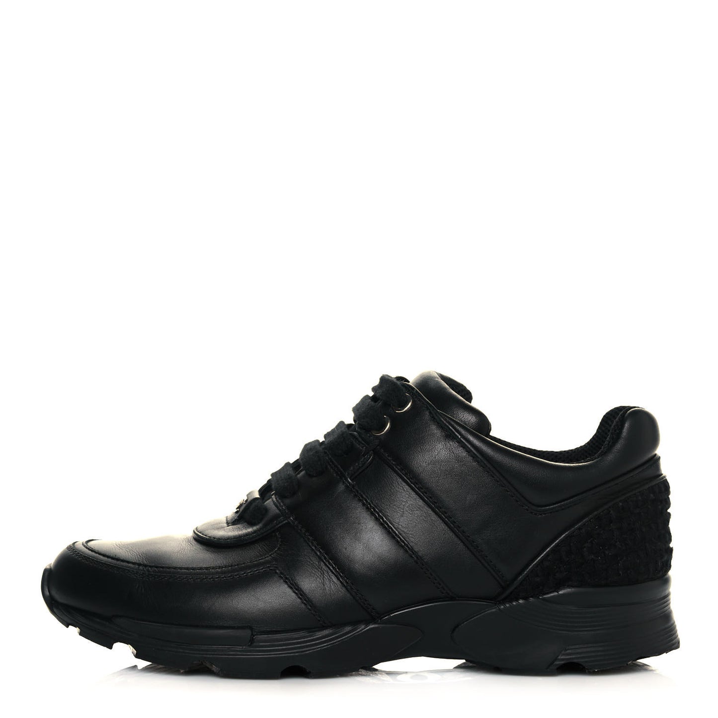 Calfskin Tweed Womens Sneakers 37 Black
