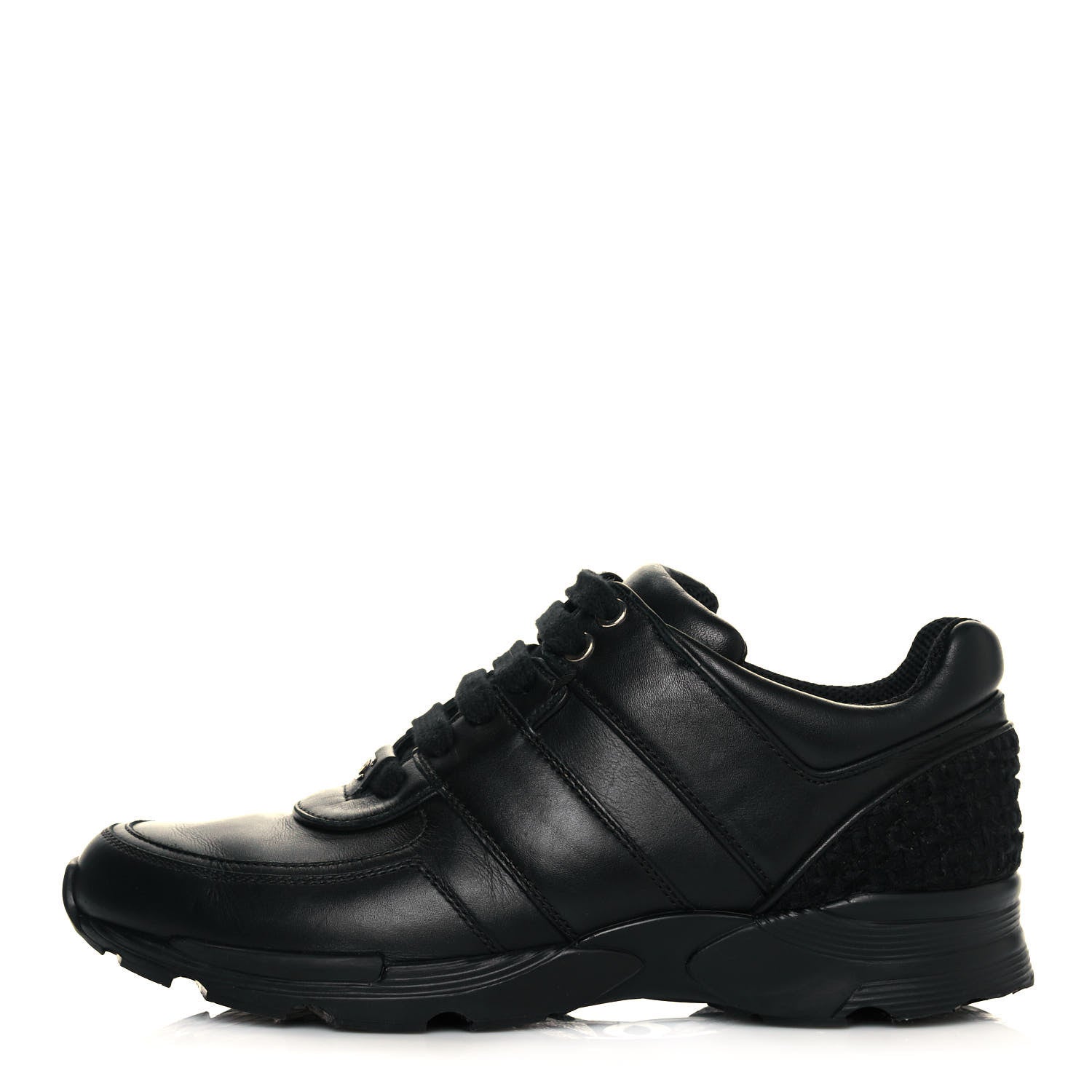 Chanel Calfskin Tweed Womens Sneakers 37 Black 1 of 10