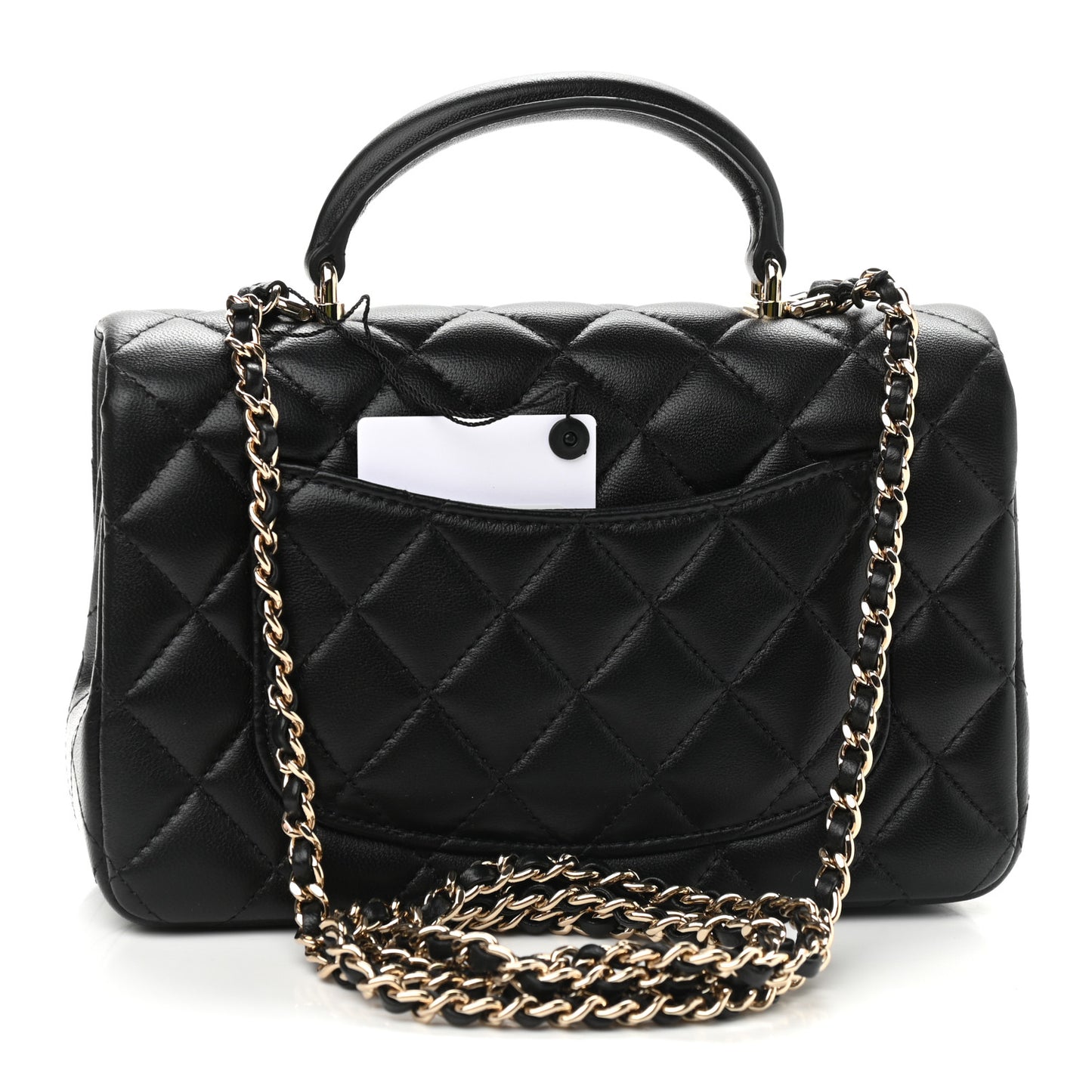 Lambskin Quilted Mini Top Handle Rectangular Flap Black