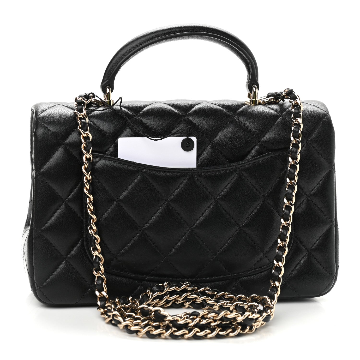 Chanel Lambskin Quilted Mini Top Handle Rectangular Flap Black 3 of 9