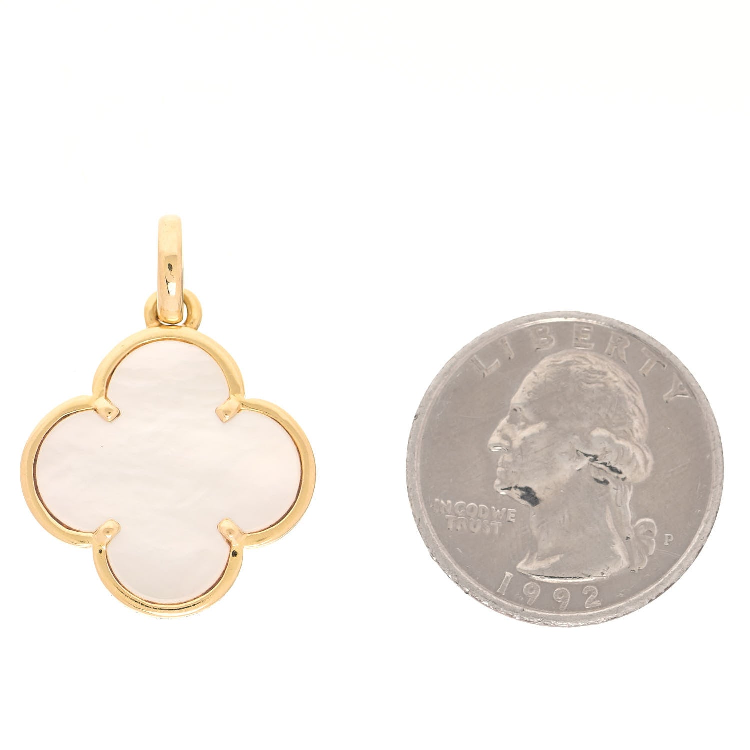 Van Cleef & Arpels 18K Yellow Gold Mother of Pearl Magic Alhambra Pendant 2 of 6
