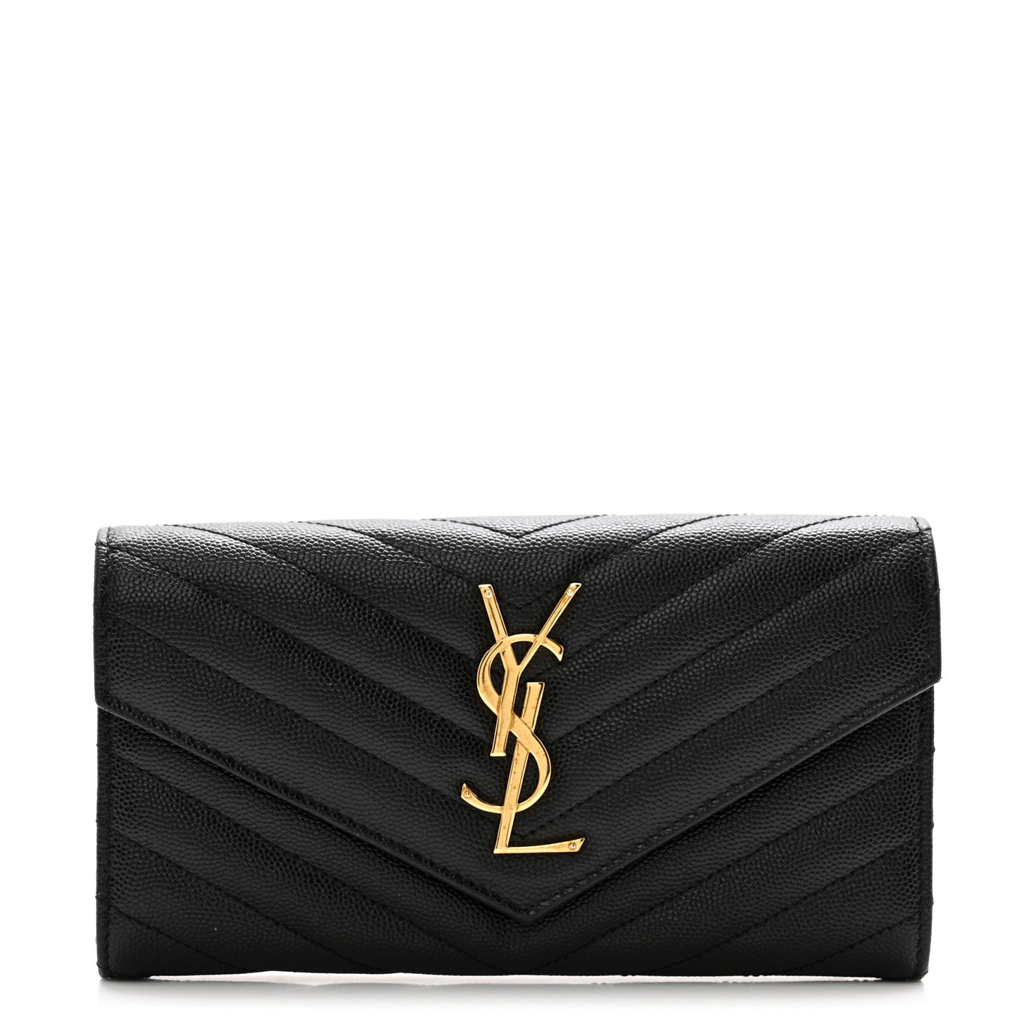 Grain De Poudre Matelasse Chevron Monogram Flap Wallet Black
