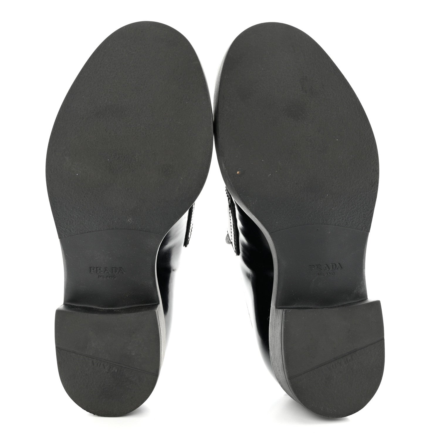 Prada Spazzolato Metal Triangle Logo 50mm Loafers 35 Black 5 of 9