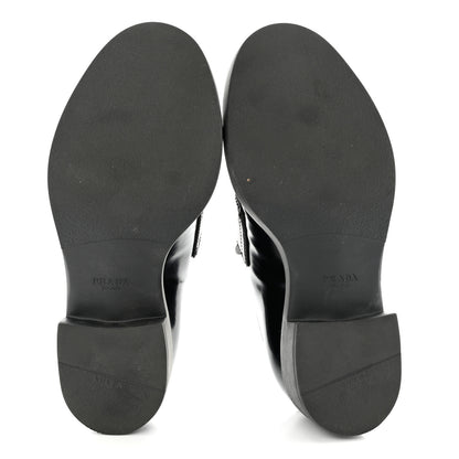 Prada Spazzolato Metal Triangle Logo 50mm Loafers 35 Black 5 of 9