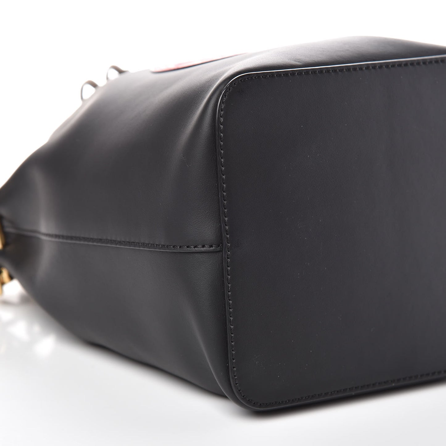 Vitello Century Matte F is Fendi Stamp Patch Bi-Color Grande Mon Tresor Bucket Bag Black Maya Fragola