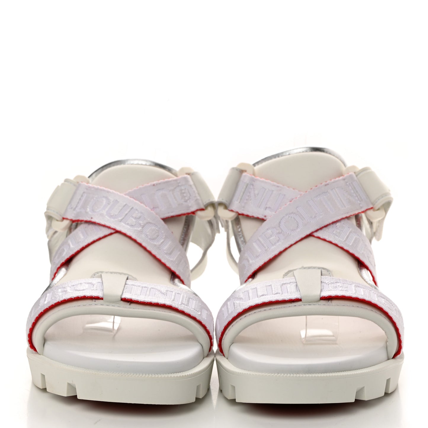 Calfskin Velcrissimo Flat Sandals 37 Blanco Silver