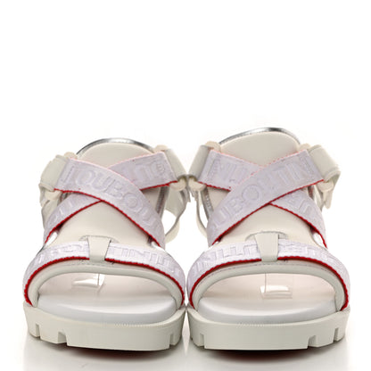 Christian Louboutin Calfskin Velcrissimo Flat Sandals 37 Blanco Silver 2 of 7