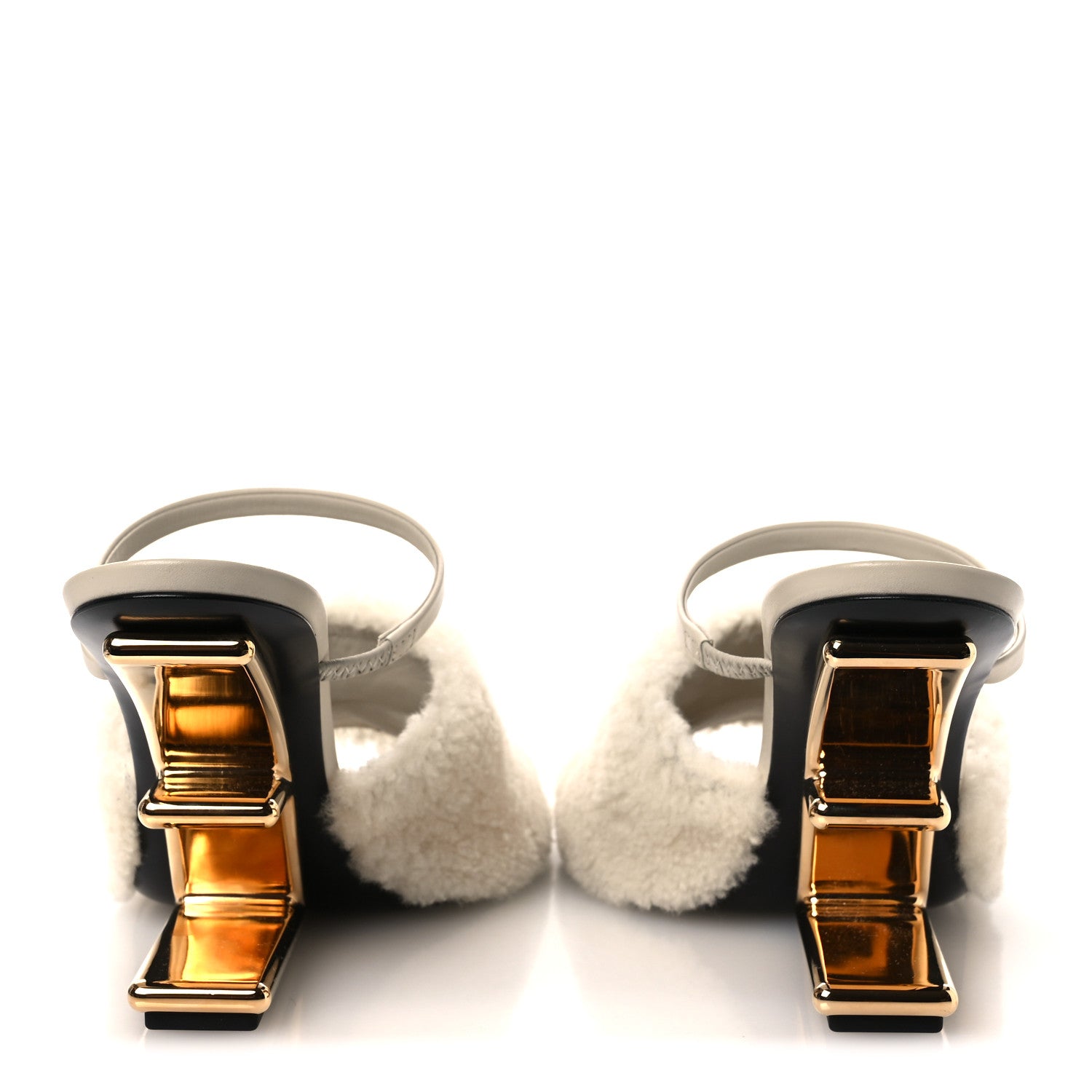 Fendi Nappa Shearling First 95mm Slide Sandals 39 White 6 of 9
