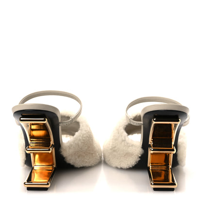 Fendi Nappa Shearling First 95mm Slide Sandals 39 White 6 of 9