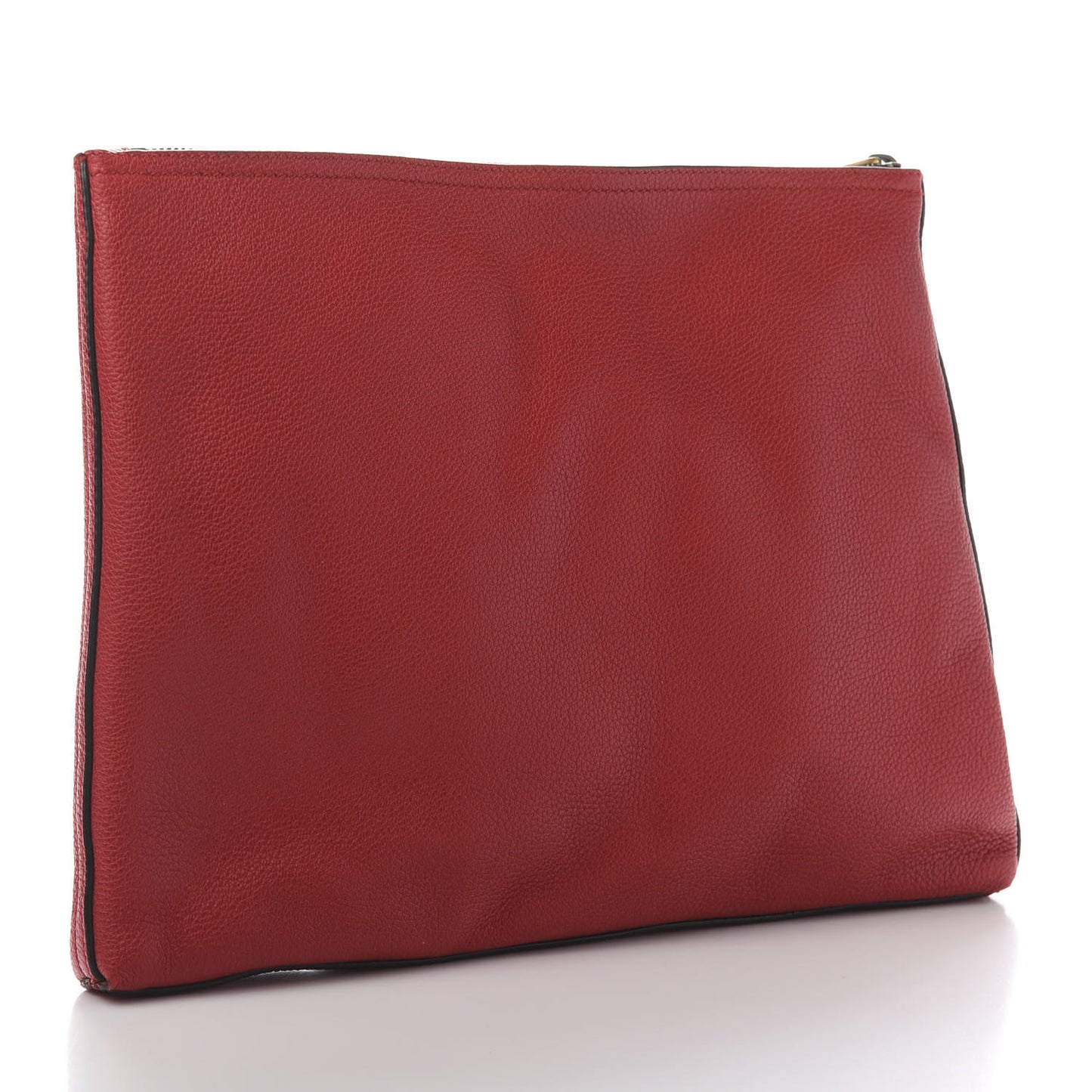 Pebbled Calfskin Medium Logo Portfolio Clutch Hibiscus Red