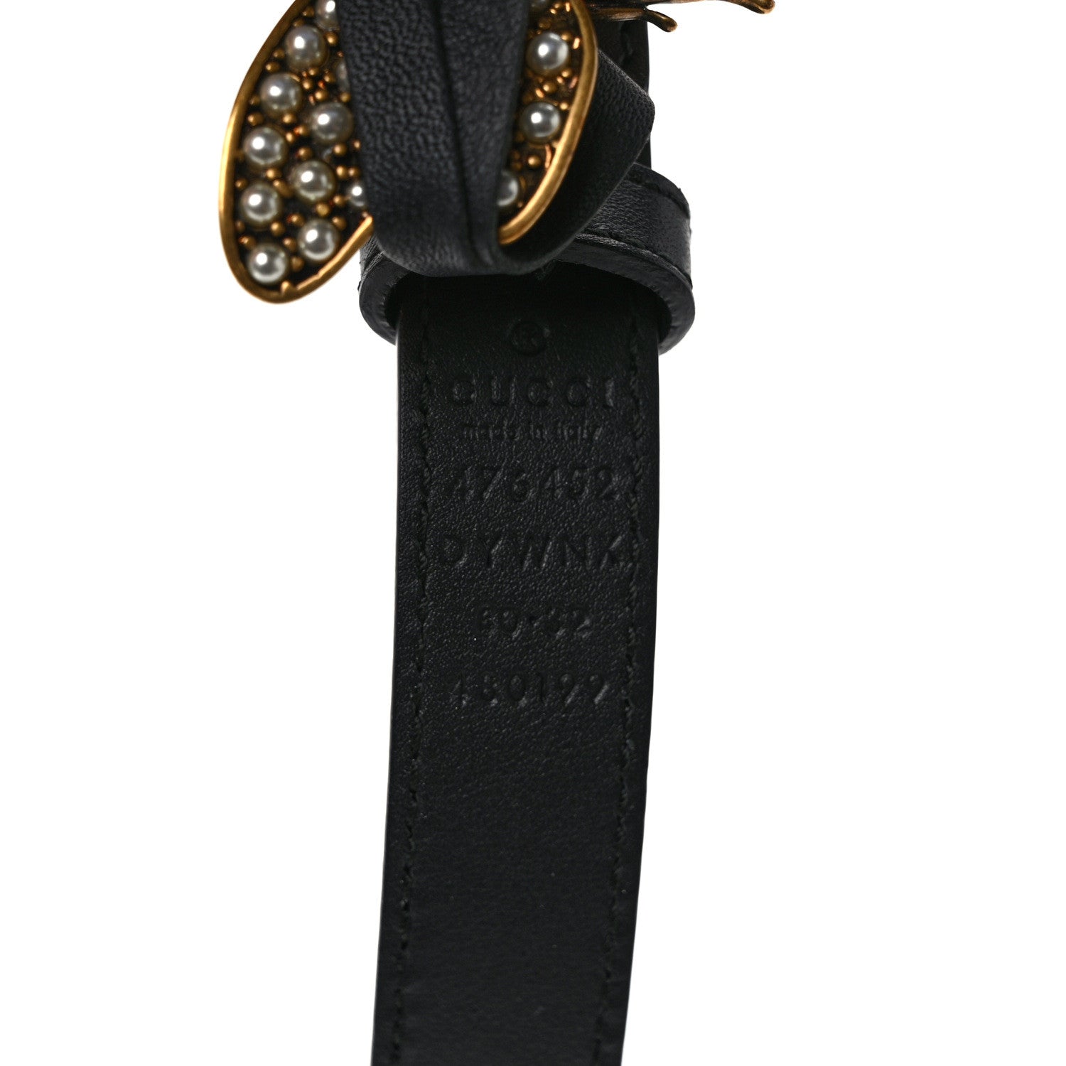 Gucci Calfskin Queen Margaret Bee Belt 80 32 Black 3 of 4