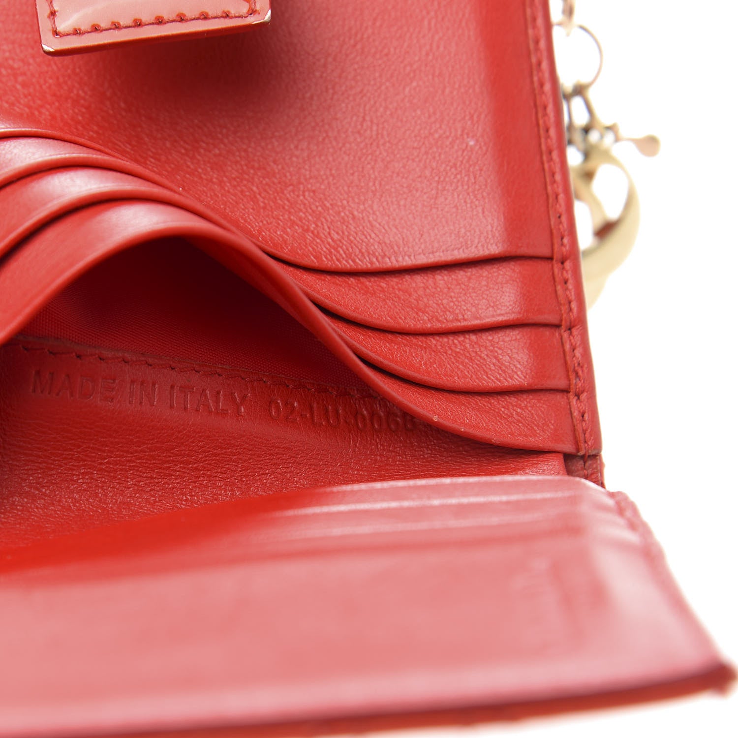 Christian Dior Patent Cannage Lady Dior Compact Wallet Red 10 of 12