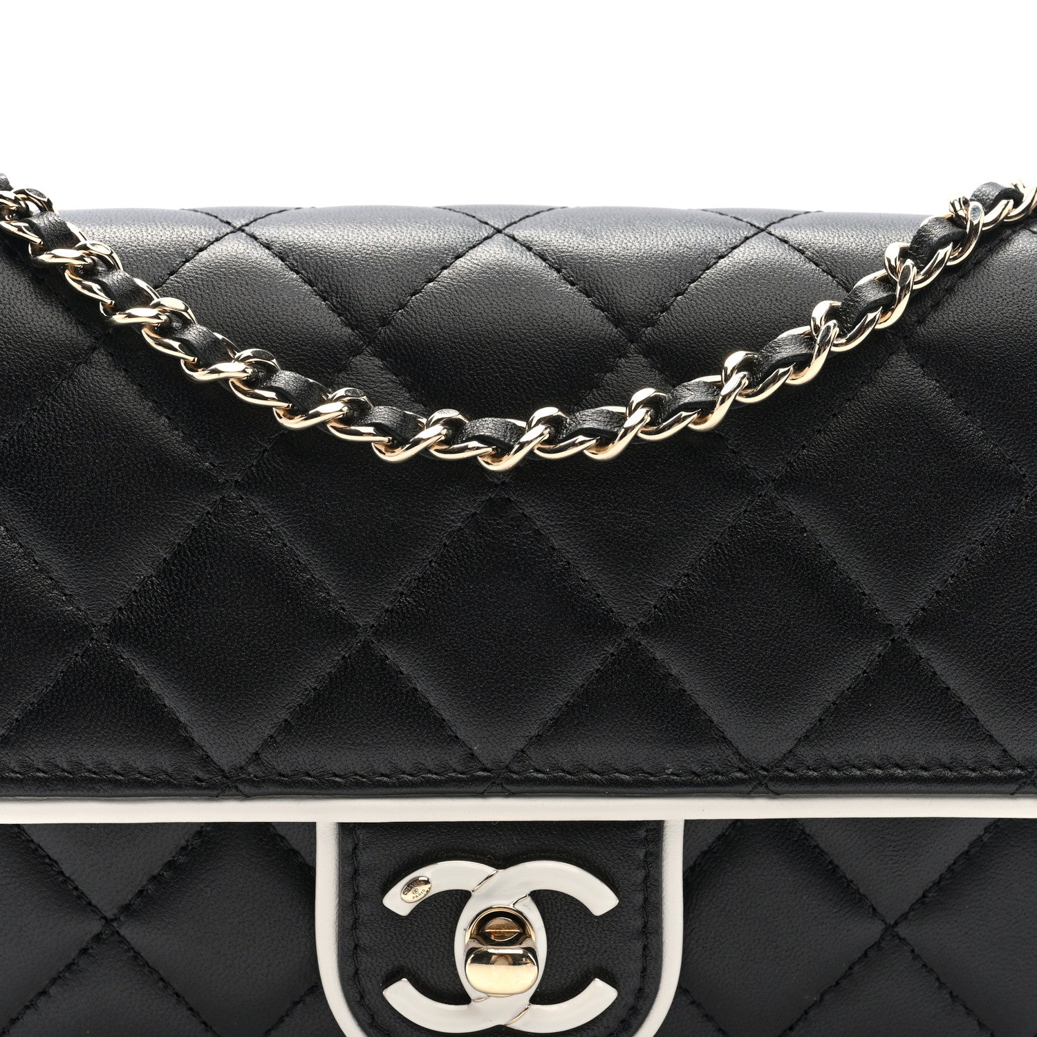 Chanel Lambskin Quilted Resin CC Mini Flap Bag Black White 8 of 10