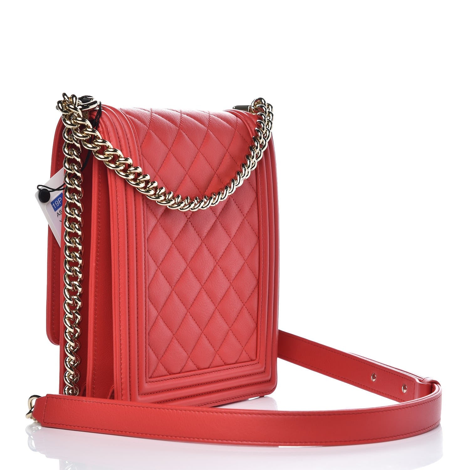 Chanel Calfskin Quilted North South Boy Flap Red 3 of 7