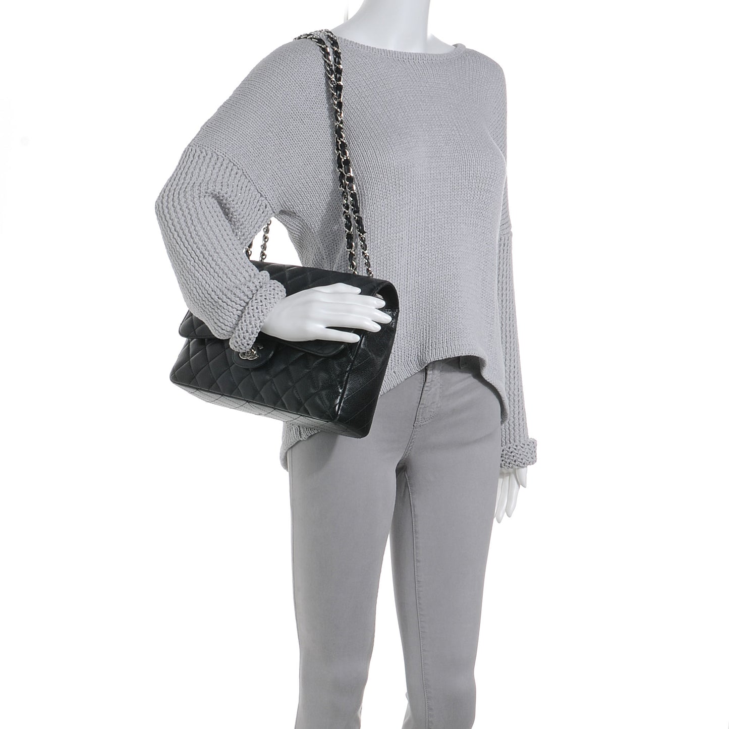 Caviar Jumbo Single Flap Black