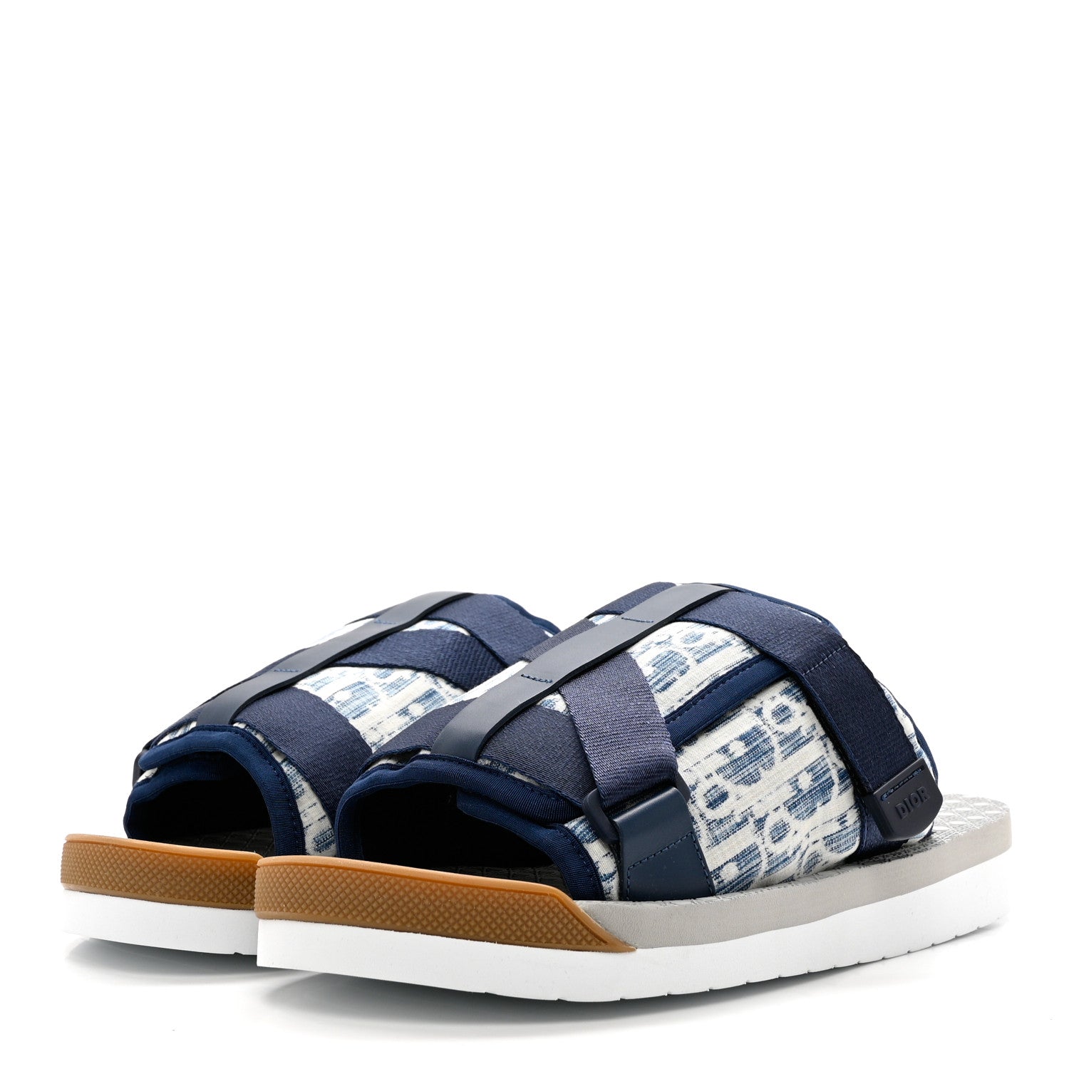 Christian Dior Oblique Jacquard Mens Alpha Sandals 42 Blue Denim 3 of 9