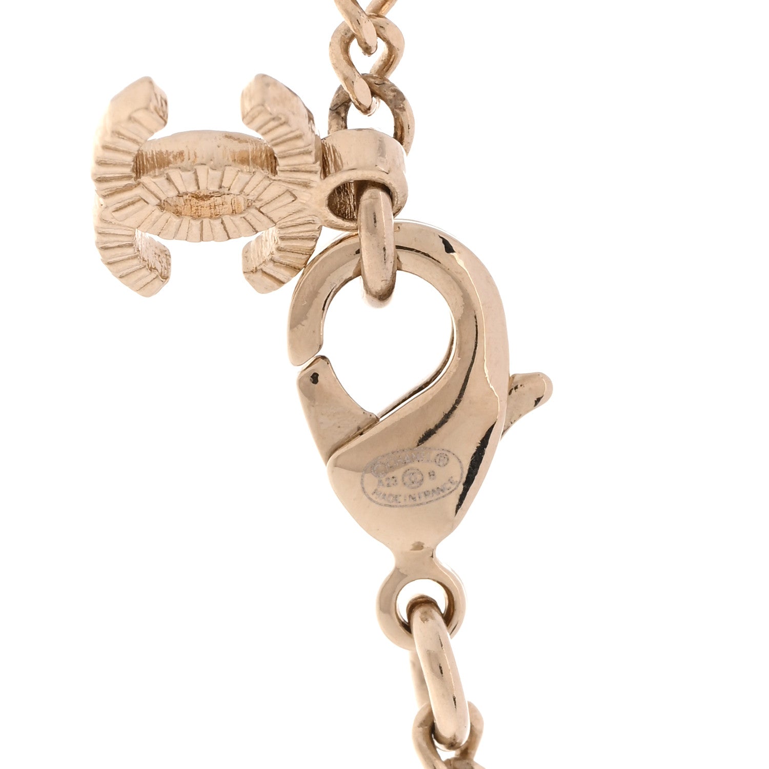 Chanel Metal Crystal Quilted Flap Bag Necklace Gold 5 of 6