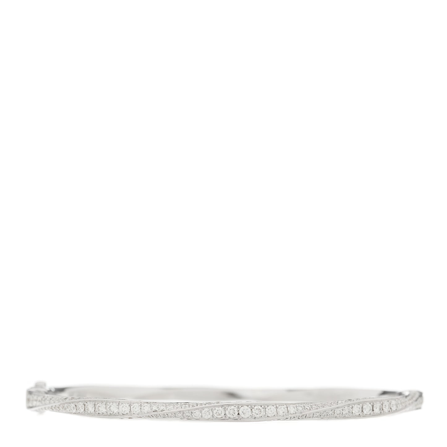 18K White Gold Diamond Spiral Pave Bangle Bracelet