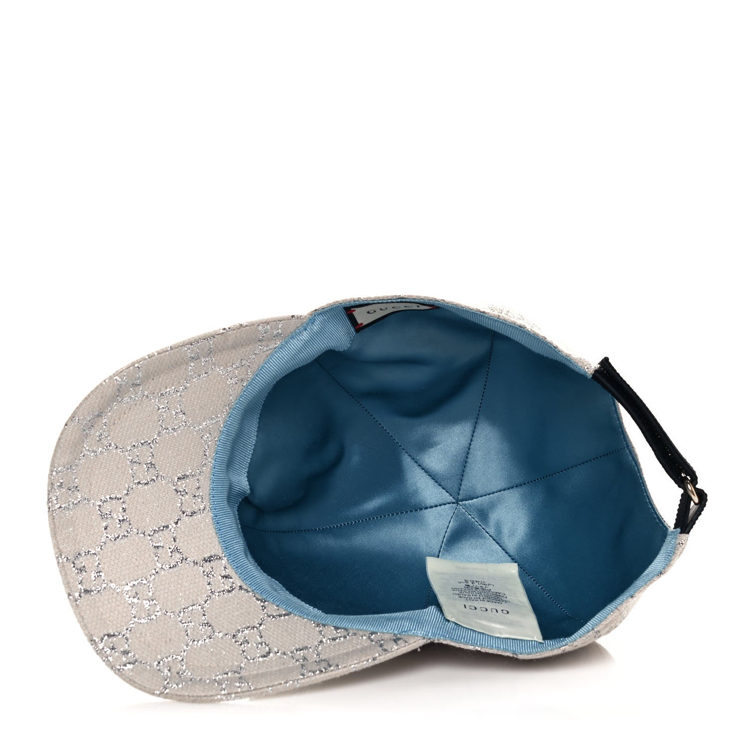 Gucci Canvas Lame GG Monogram Rush Baseball Hat L Gardenia Silver 6 of 7