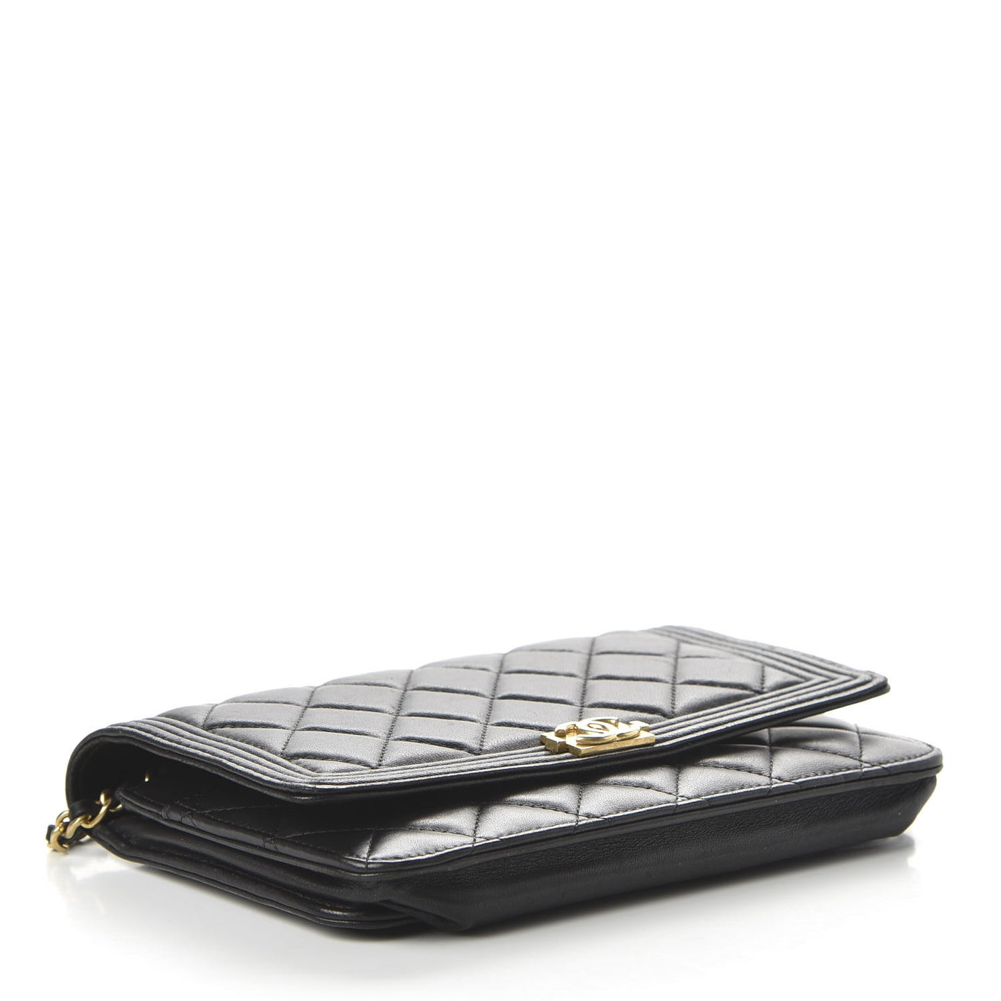 Lambskin Quilted Boy Wallet On Chain WOC Black