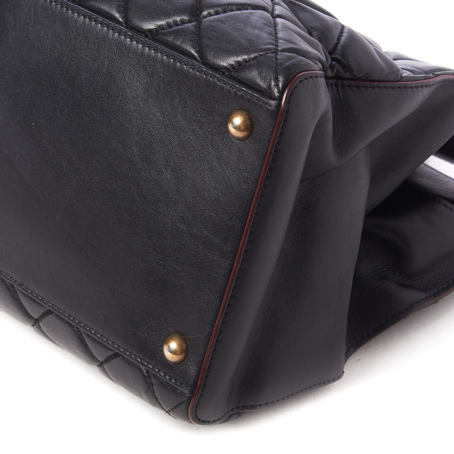 Calfskin Quilted Large Shopping Tote Black