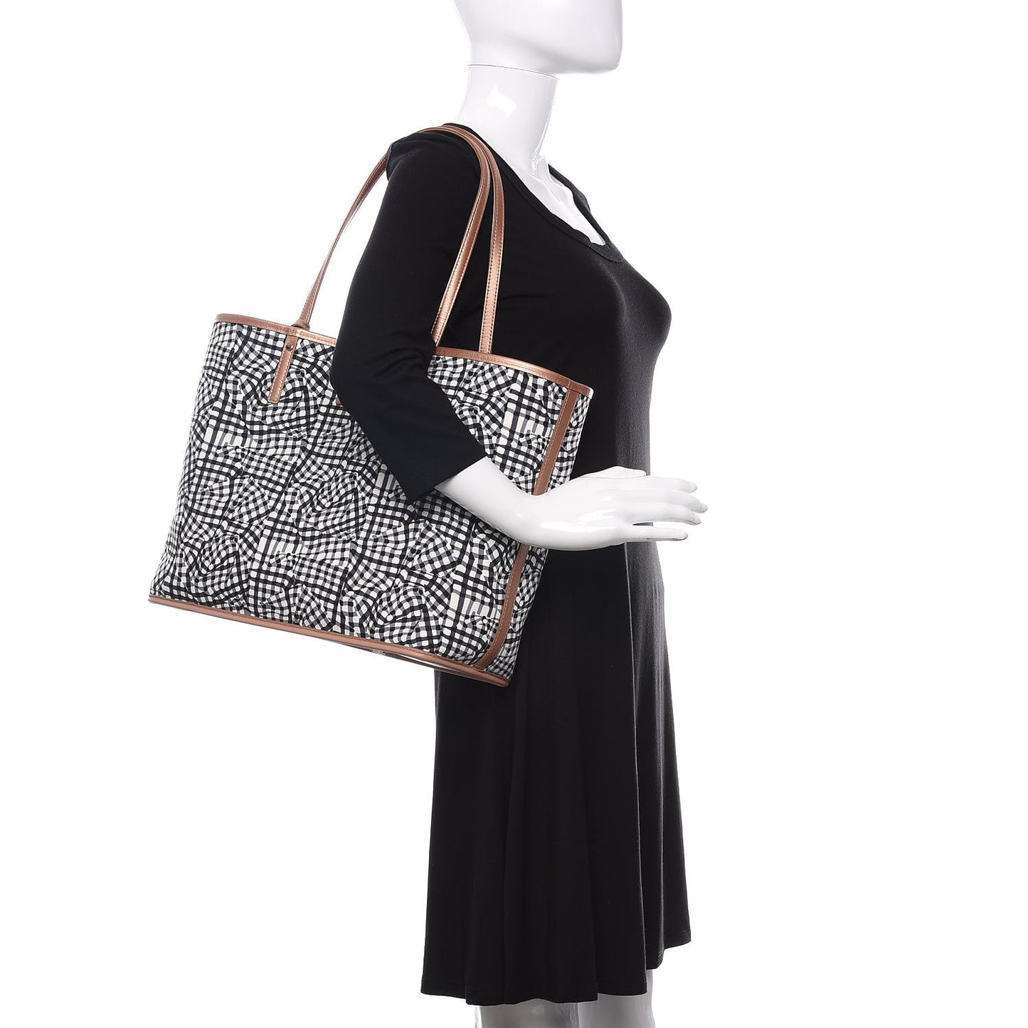 Metallic Visetos Medium Reversible Shopper Tote Champagne Gold