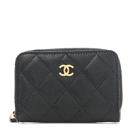 Chanel Caviar Quilted Zip Coin Purse Wallet Black 1 of 8