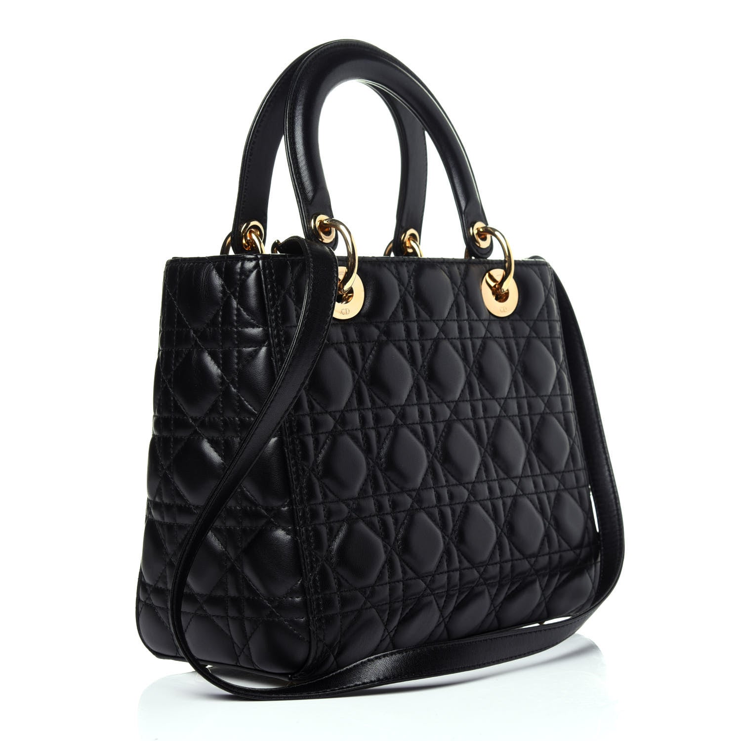 Christian Dior Lambskin Cannage Medium Lady Dior Black 4 of 12