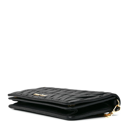Miu Miu Nappa Matelasse Wallet On Chain Black 10 of 12