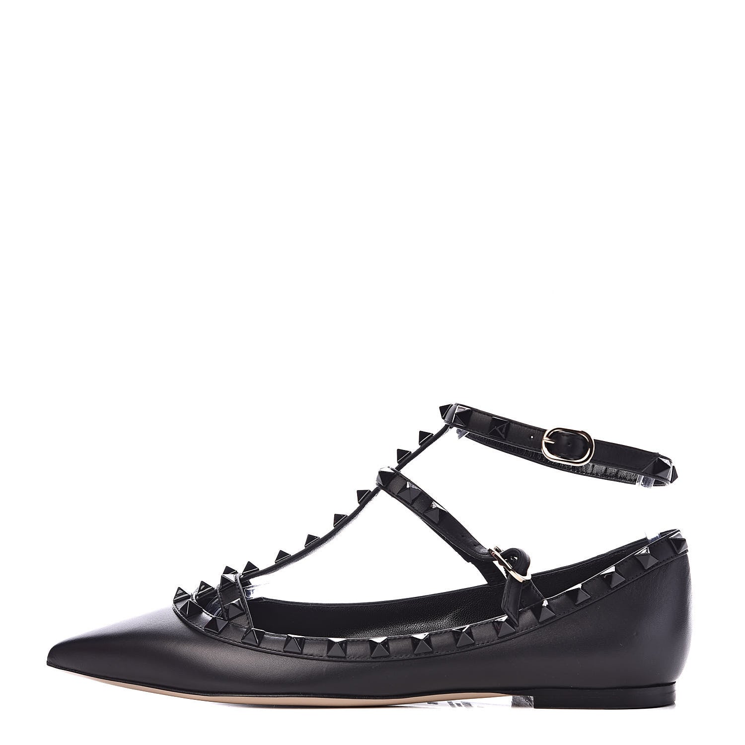 Valentino Garavani Nappa Rockstud Cage Ballerina Flats 38 Black 1 of 10