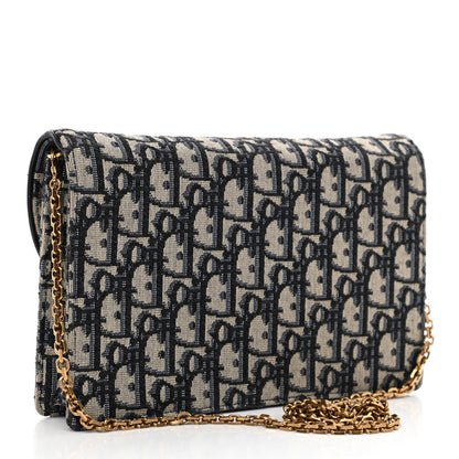Christian Dior Oblique Saddle Chain Pouch Blue 3 of 8