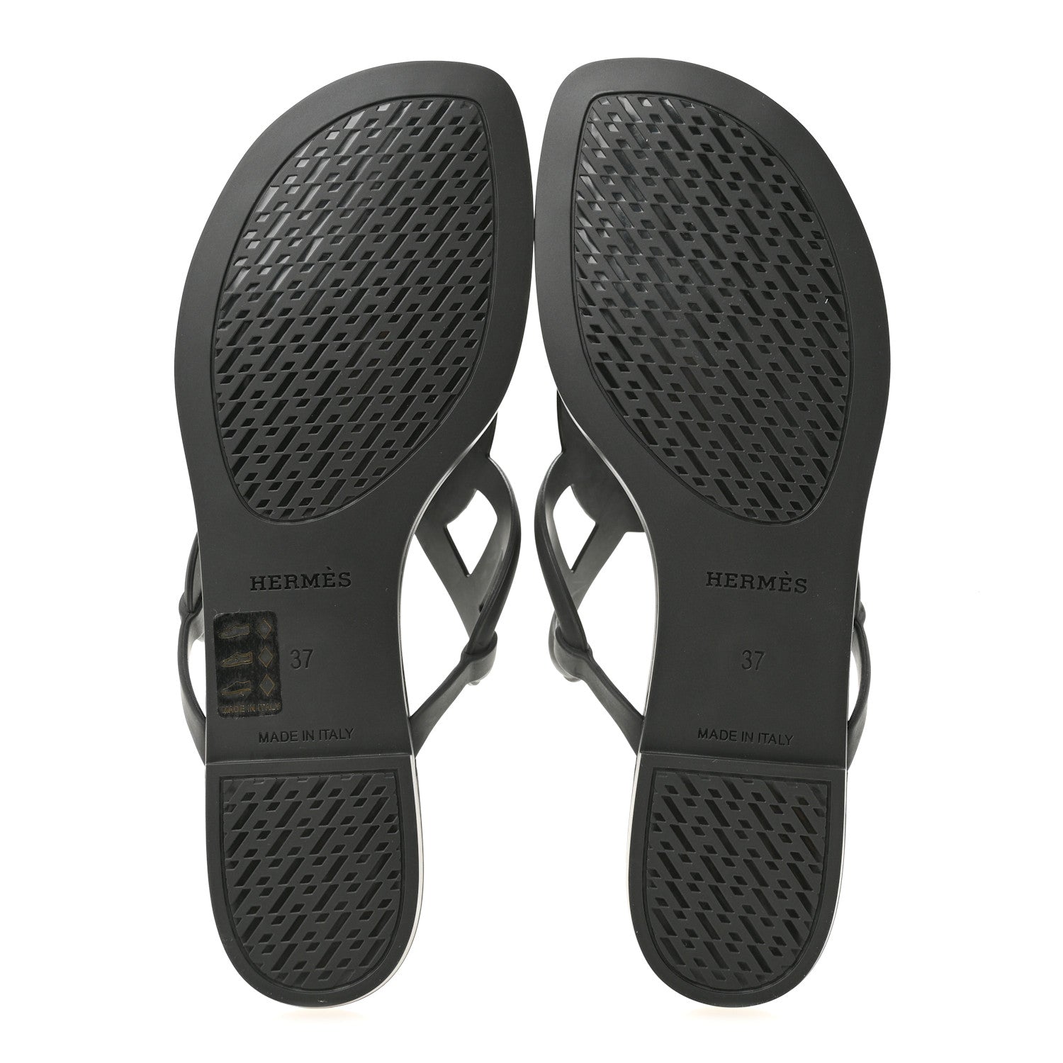 Hermes Rubber Womens Egerie Sandals 37 Black 6 of 10