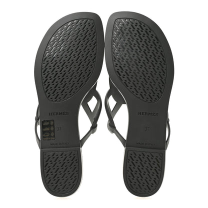 Hermes Rubber Womens Egerie Sandals 37 Black 6 of 10