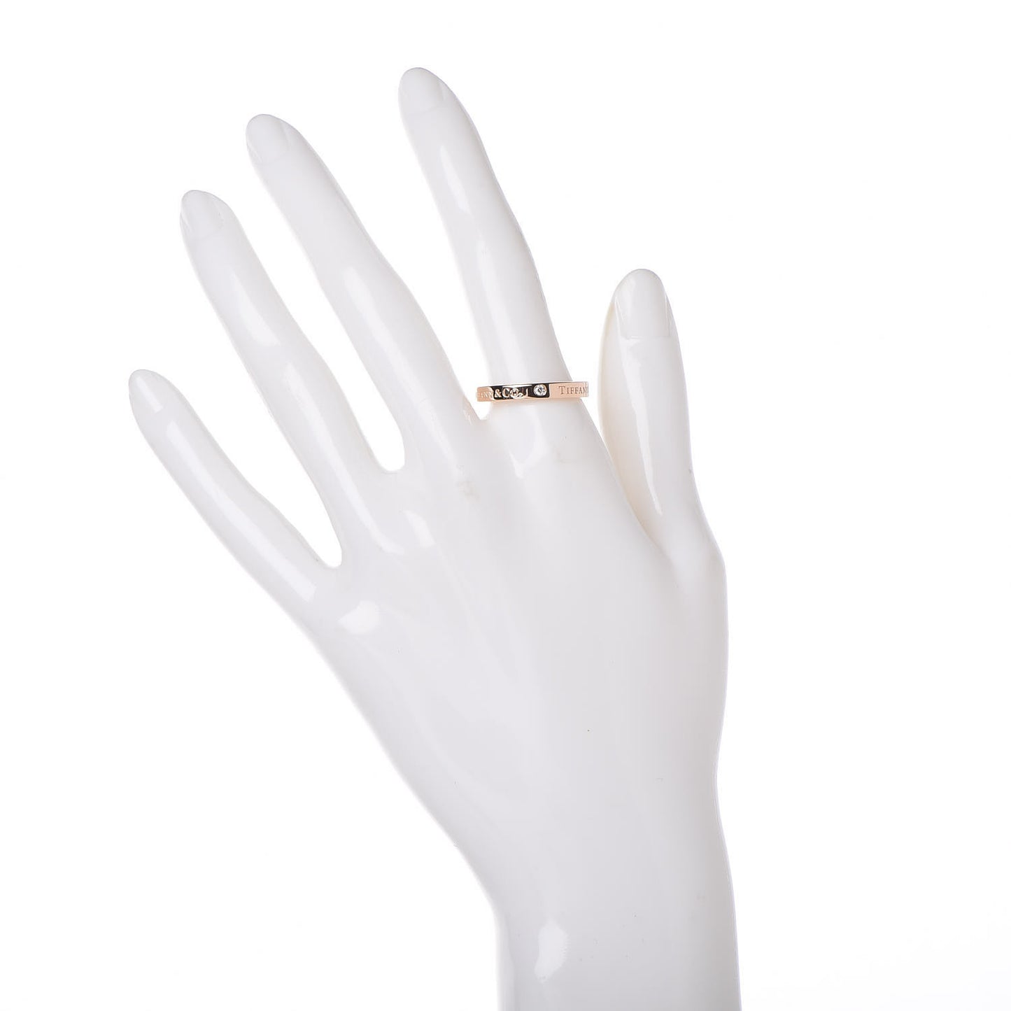 18K Rose Gold Diamond 3mm Logo Band Ring 56 7.75