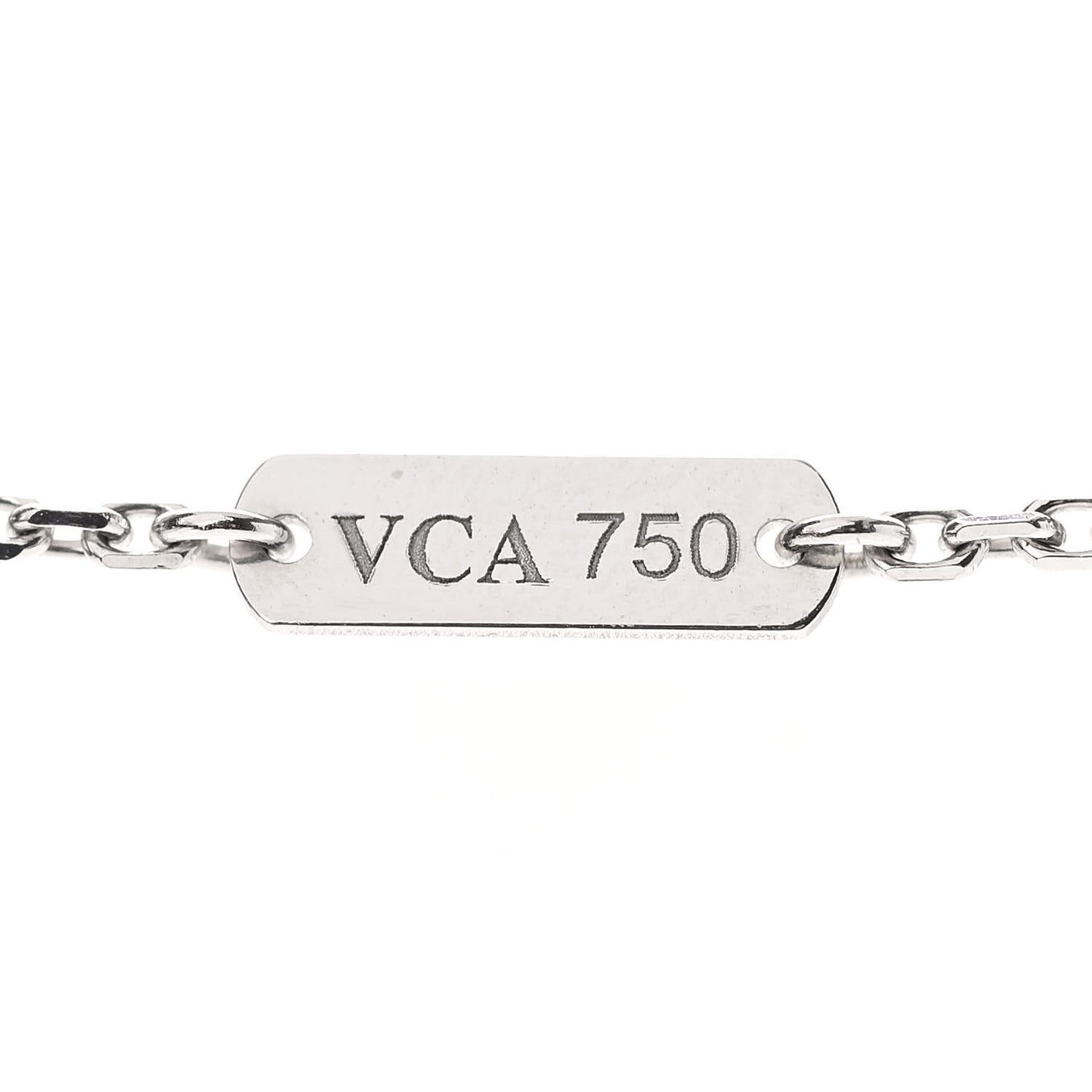 18K White Gold Mother of Pearl Vintage Alhambra Pendant Necklace