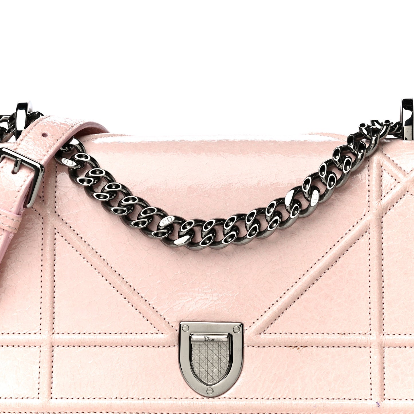 Ceramic Effect Deerskin Small Diorama Flap Bag Pink
