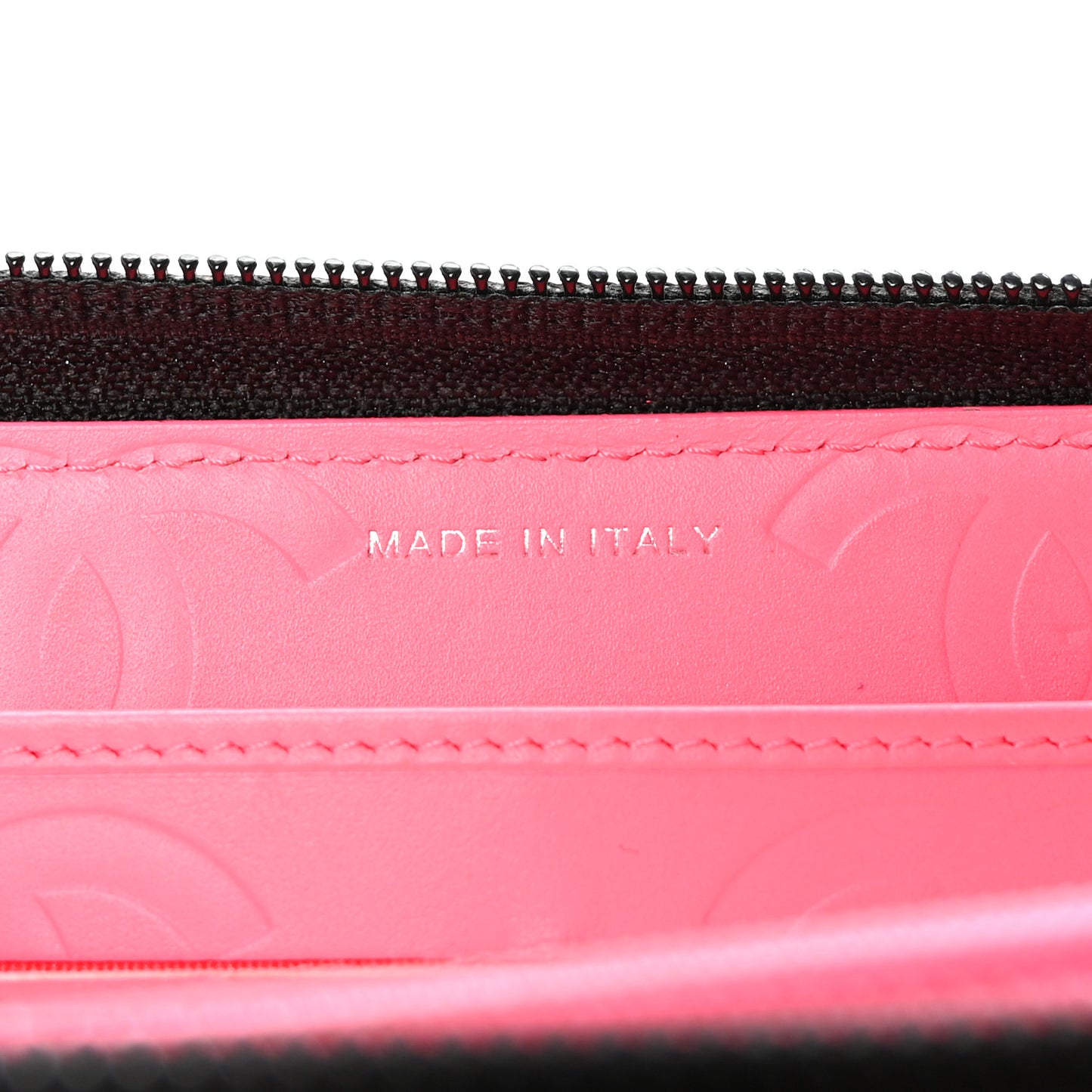 Calfskin Quilted Cambon Large Gusset Zip Around Wallet Black