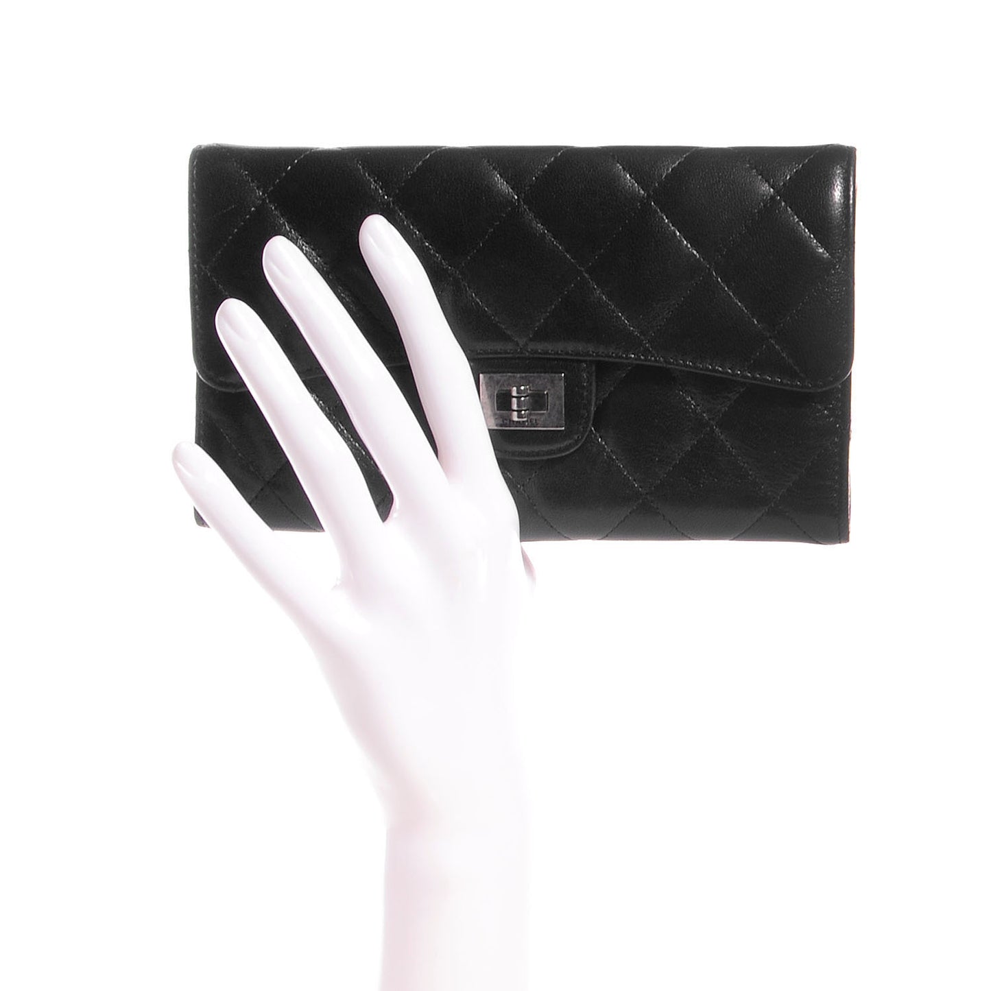 Calfskin Quilted Reissue Long Flap Wallet Black