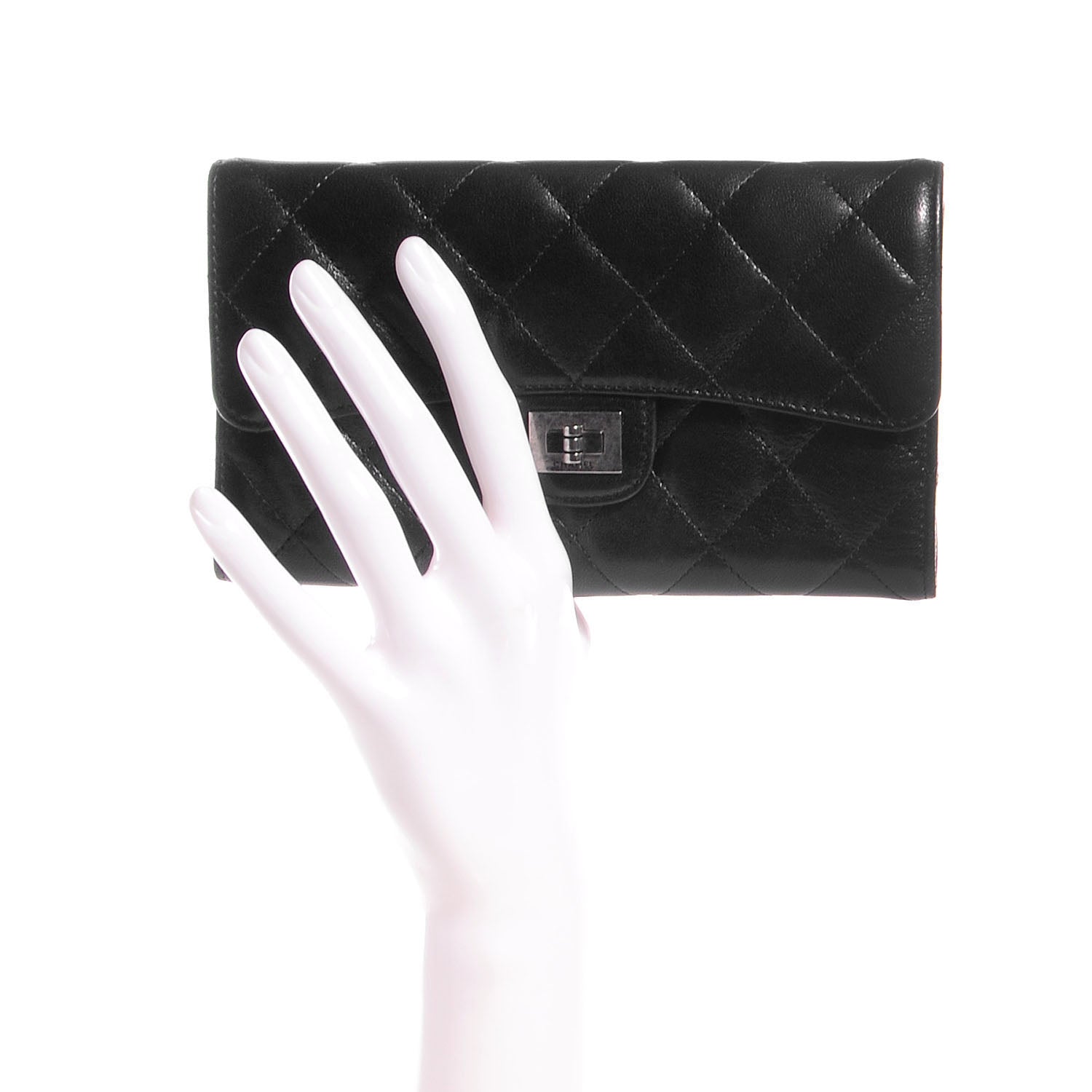 Chanel Calfskin Quilted Reissue Long Flap Wallet Black 2 of 7